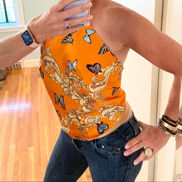 Tops - Amazing Reversible Silk Butterfly Halter Top